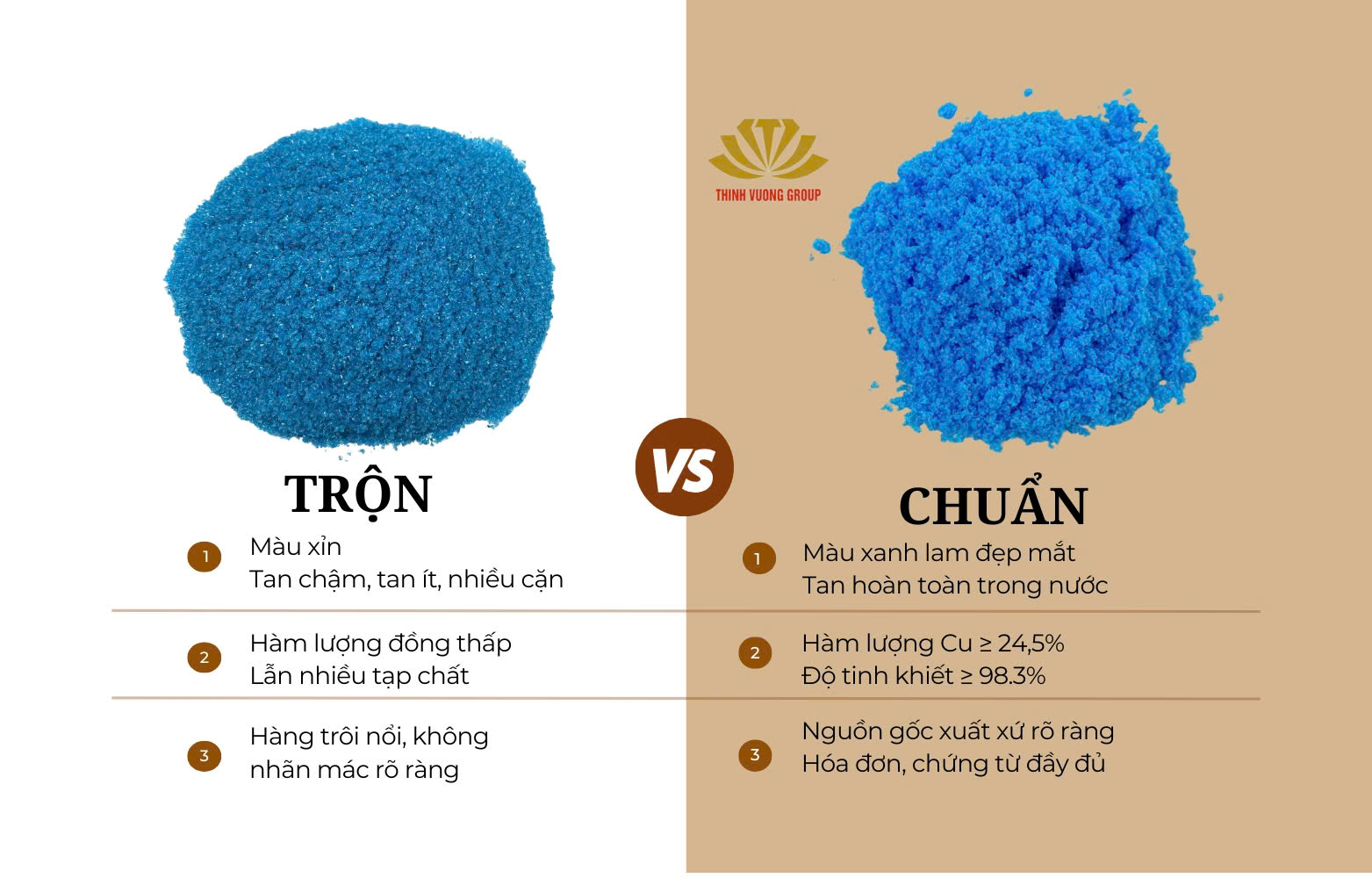 Cách phân biệt Đồng sunfat hàng chuẩn và hàng trộn 